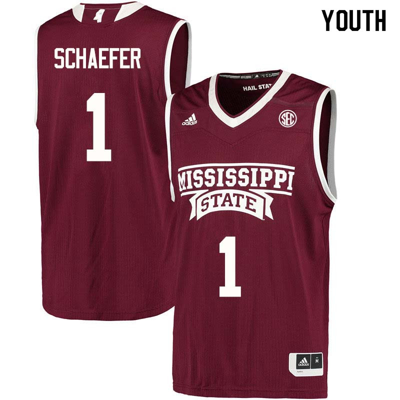 Youth #1 Blair Schaefer Mississippi State Bulldogs College Basketball Jerseys Sale-Maroon